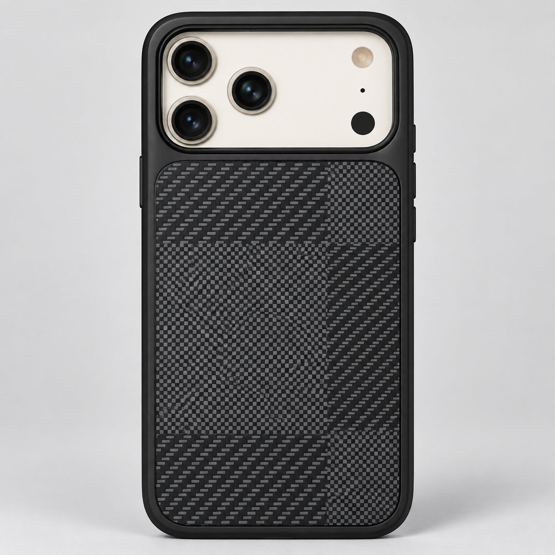 Black Carbon Check Case for iPhone 17 Pro Max