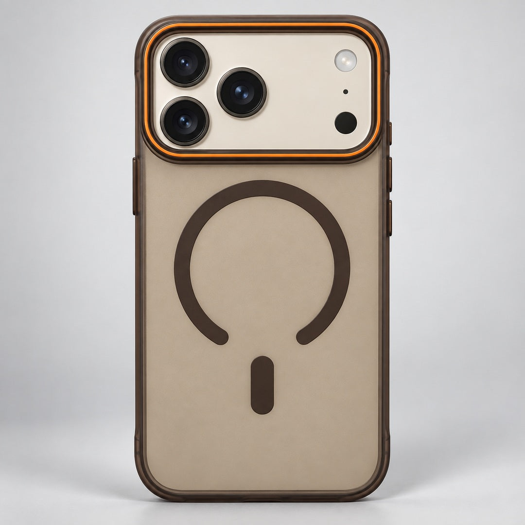 Beige and Brown Magnetic Ring Case for iPhone 17 Pro Max