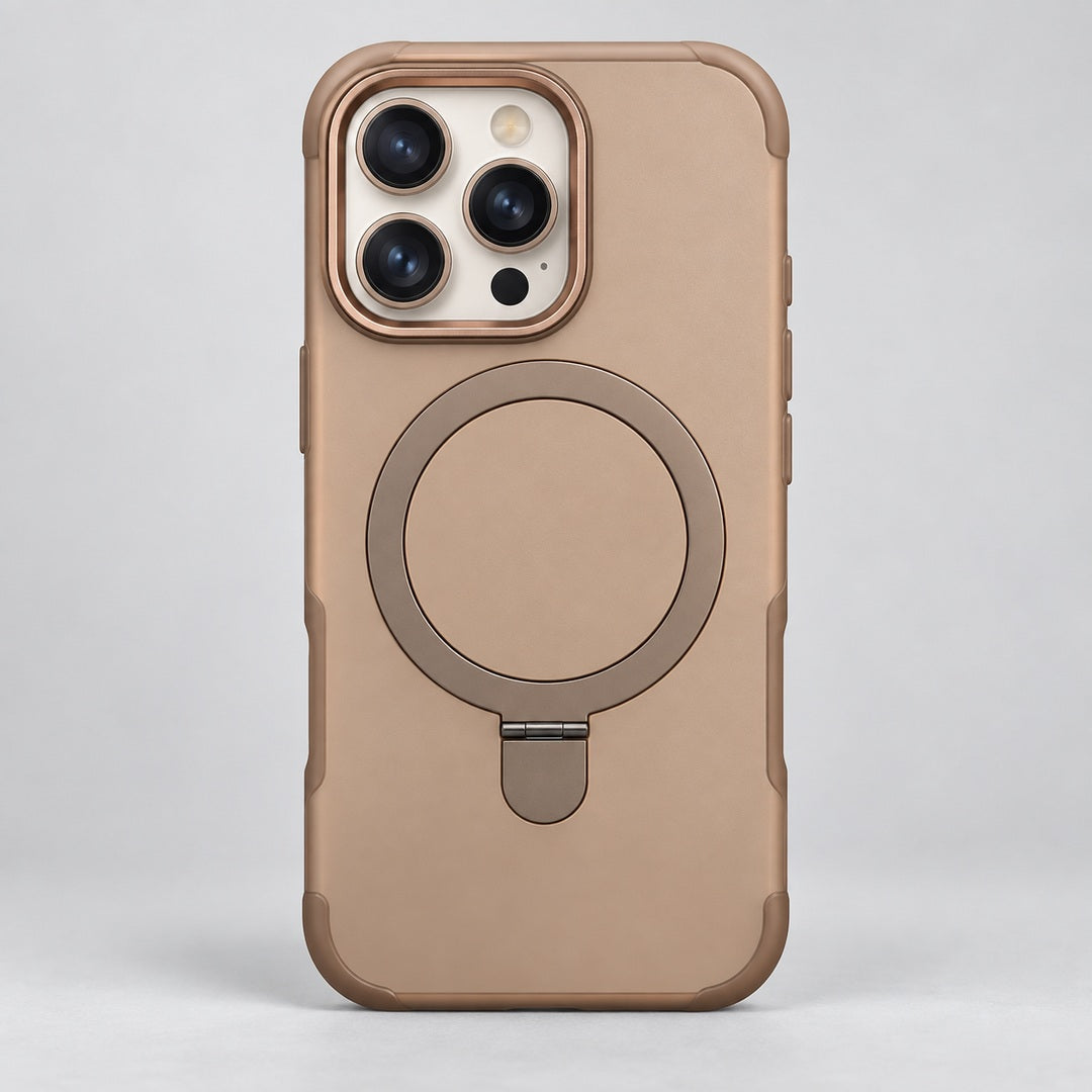Taupe Magnetic Ring Case for iPhone 16 Pro