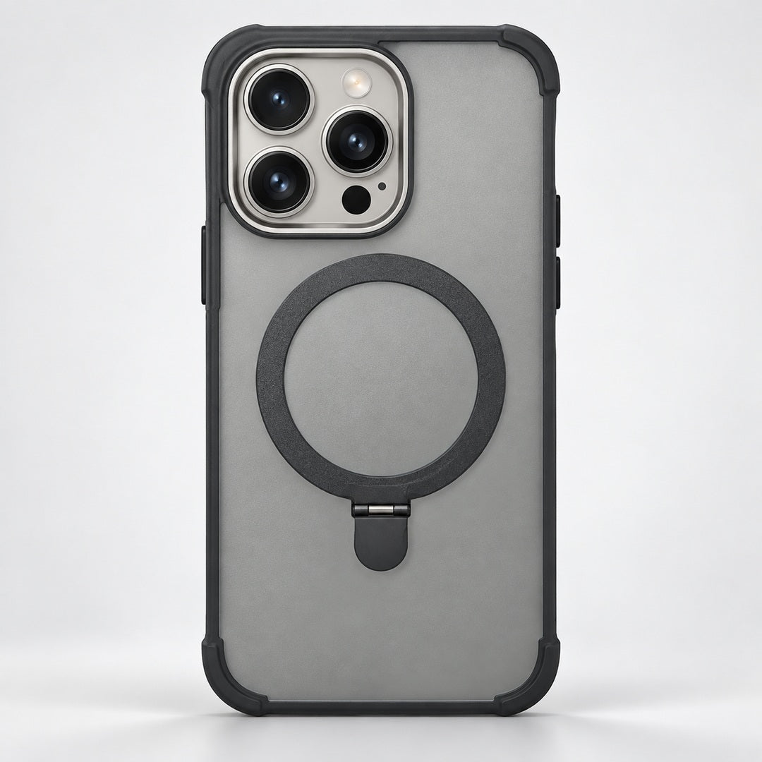 Gray Magnetic Ring Case for iPhone 15 Pro Max