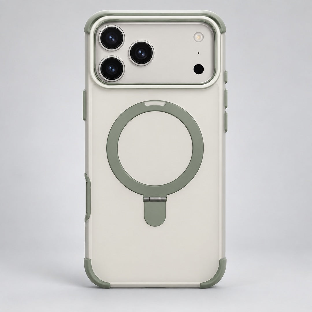 Cream and Mint Magnetic Ring Case for iPhone 17 Pro Max