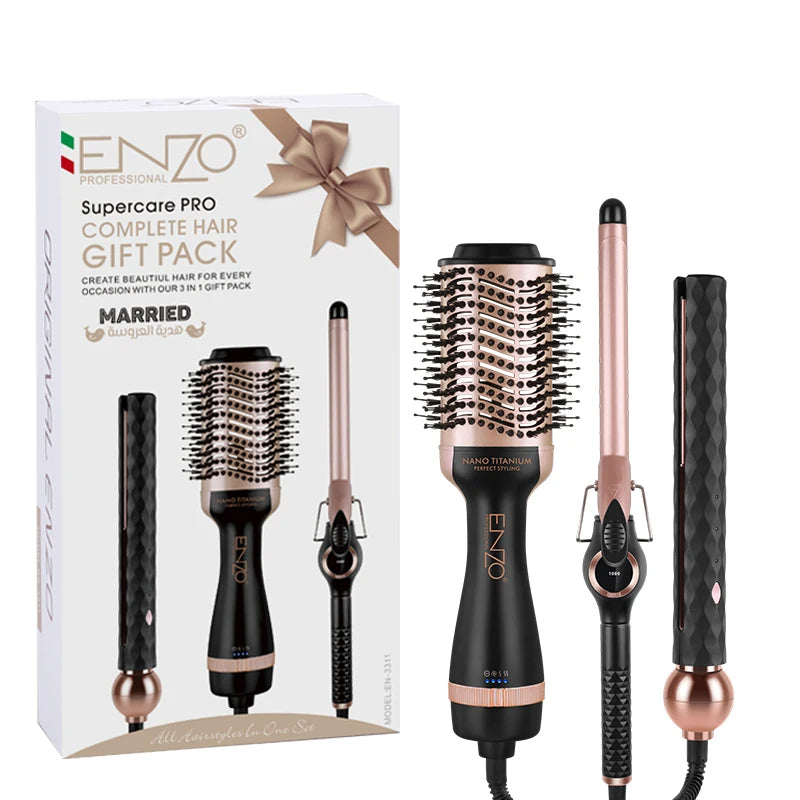 ENZO 3-in-1 Hot Air Brush Hair Dryer Styler