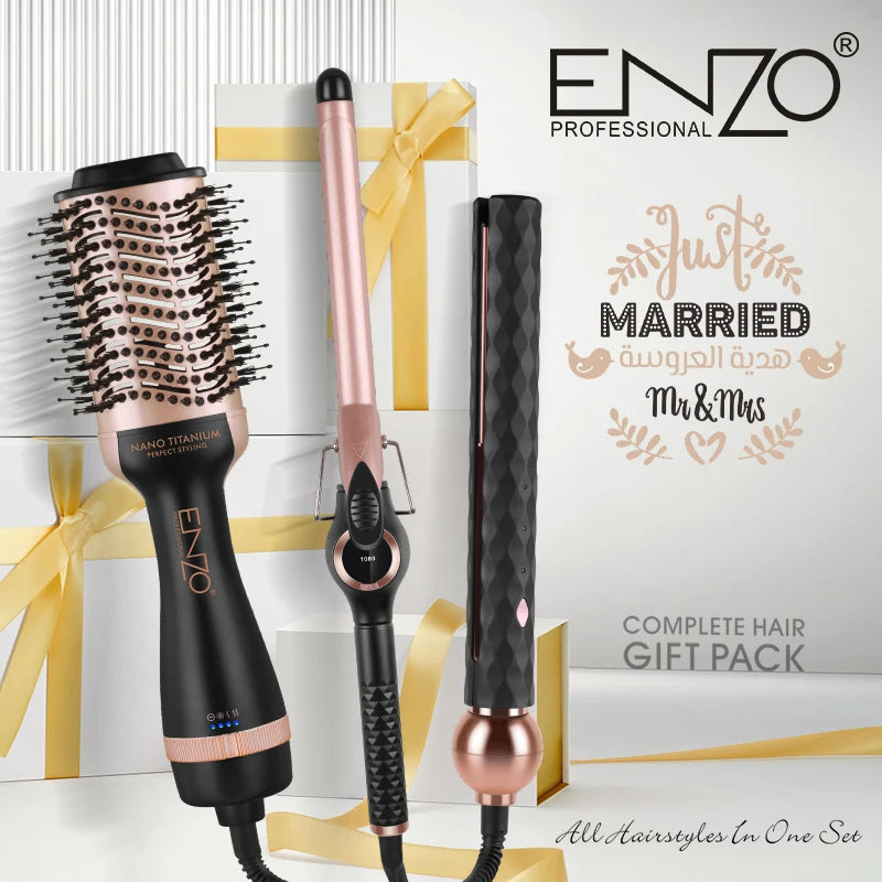ENZO 3-in-1 Hot Air Brush Hair Dryer Styler