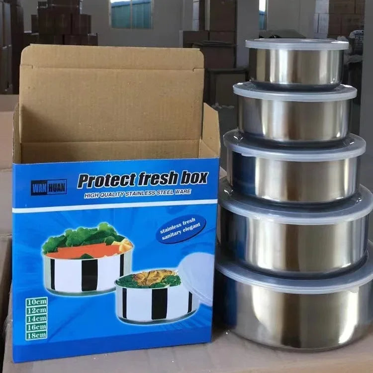 Stainless Steel Food Preservation Bowl Set - 5Pcs