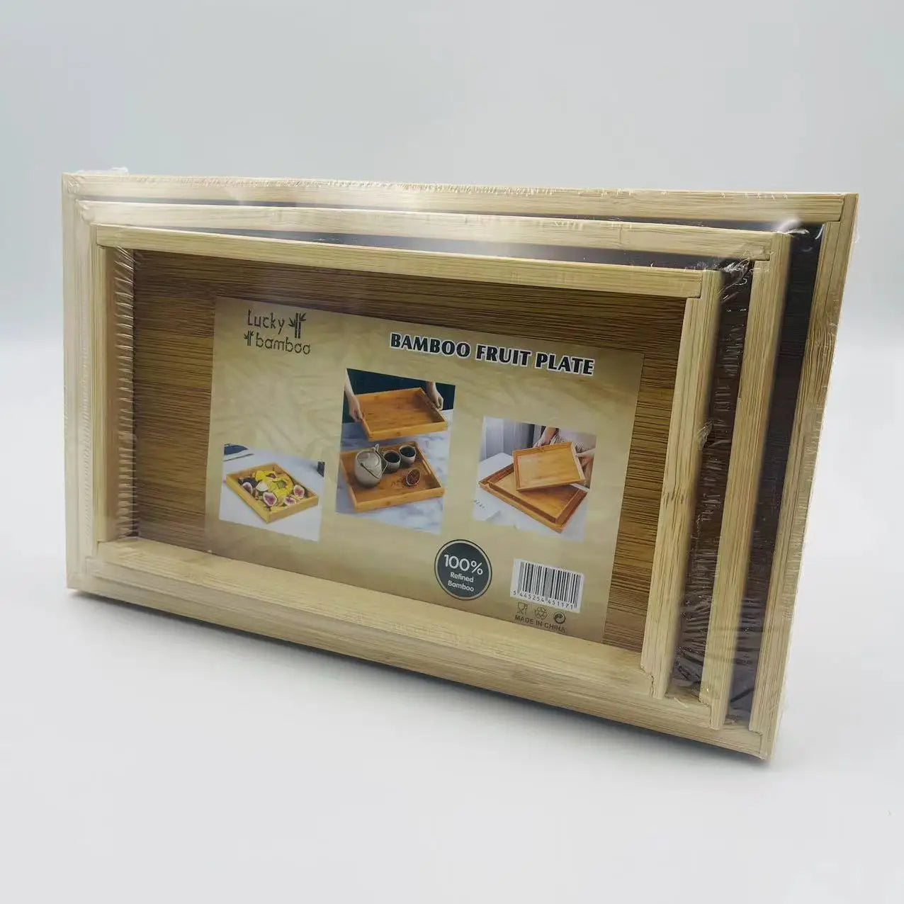 Bamboo Cutlery Tray And Fruit Snack Tray - Set Of 3