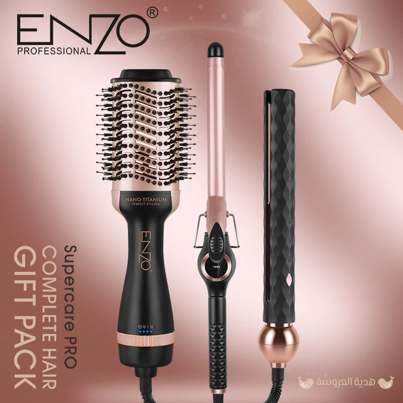 ENZO 3-in-1 Hot Air Brush Hair Dryer Styler