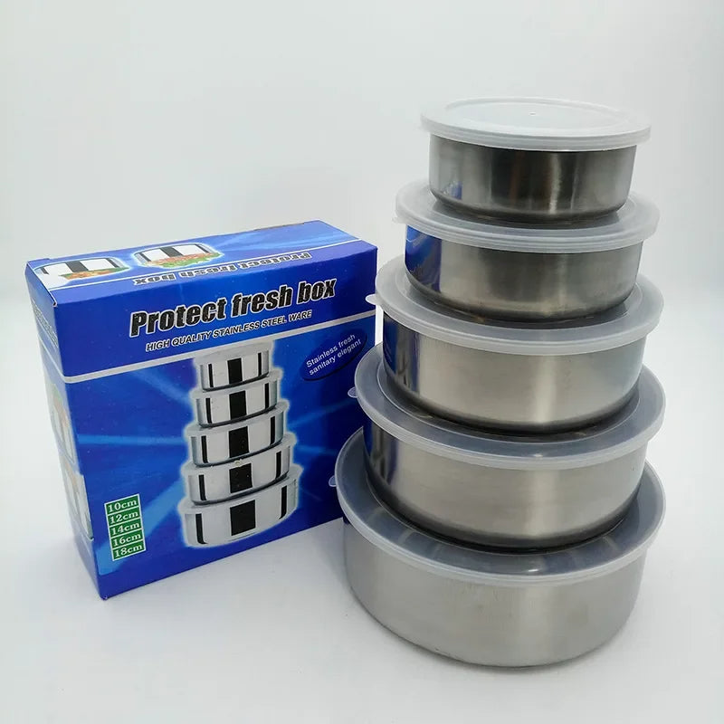 Stainless Steel Food Preservation Bowl Set - 5Pcs