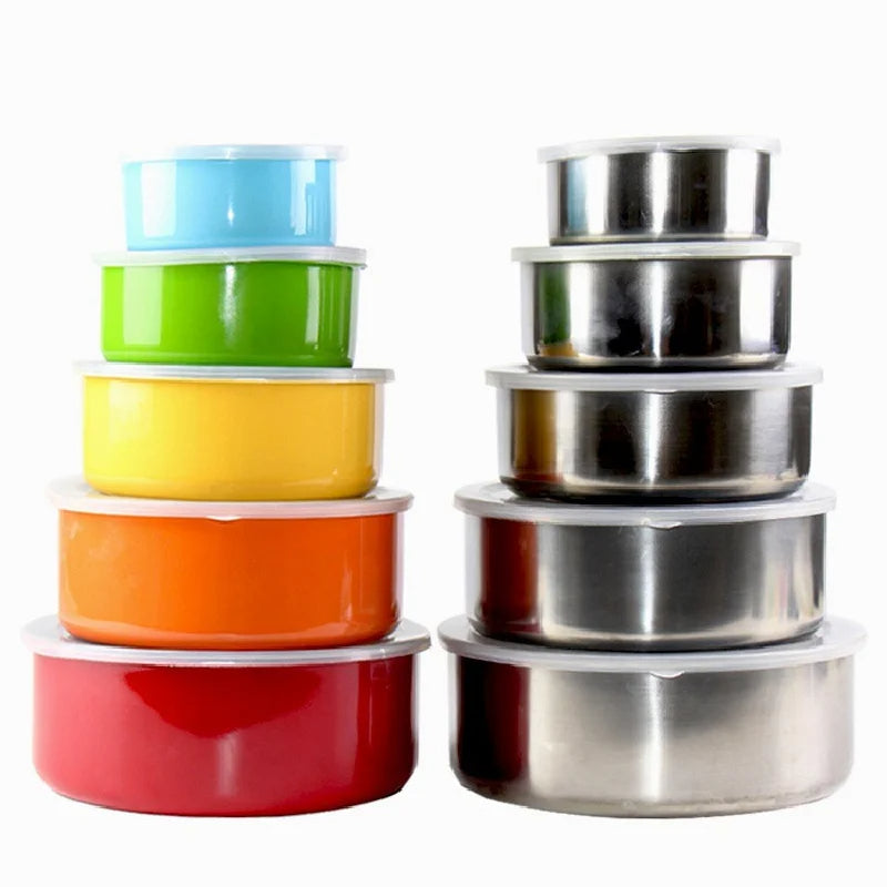 Colorful Stainless Steel Sealed Bowl - Set 5 Pcs