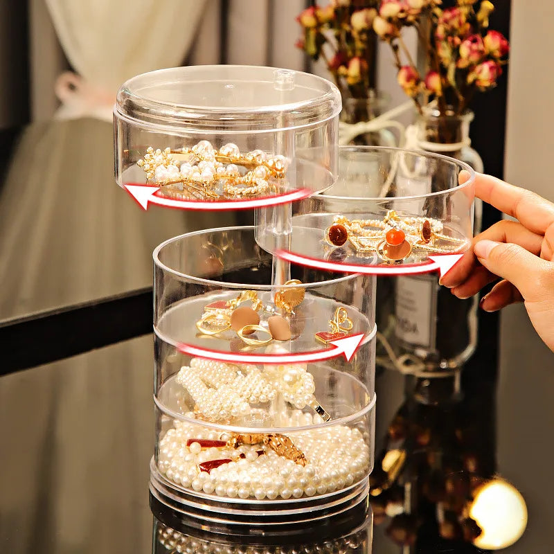 Creative Rotatable Clear Plastic Jewelry Box