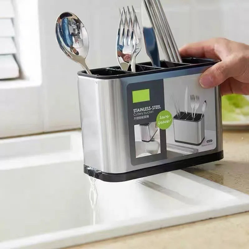 Stainless Steel Cutlery Organizer – Multi-Purpose Spoon, Fork & Knife Holder