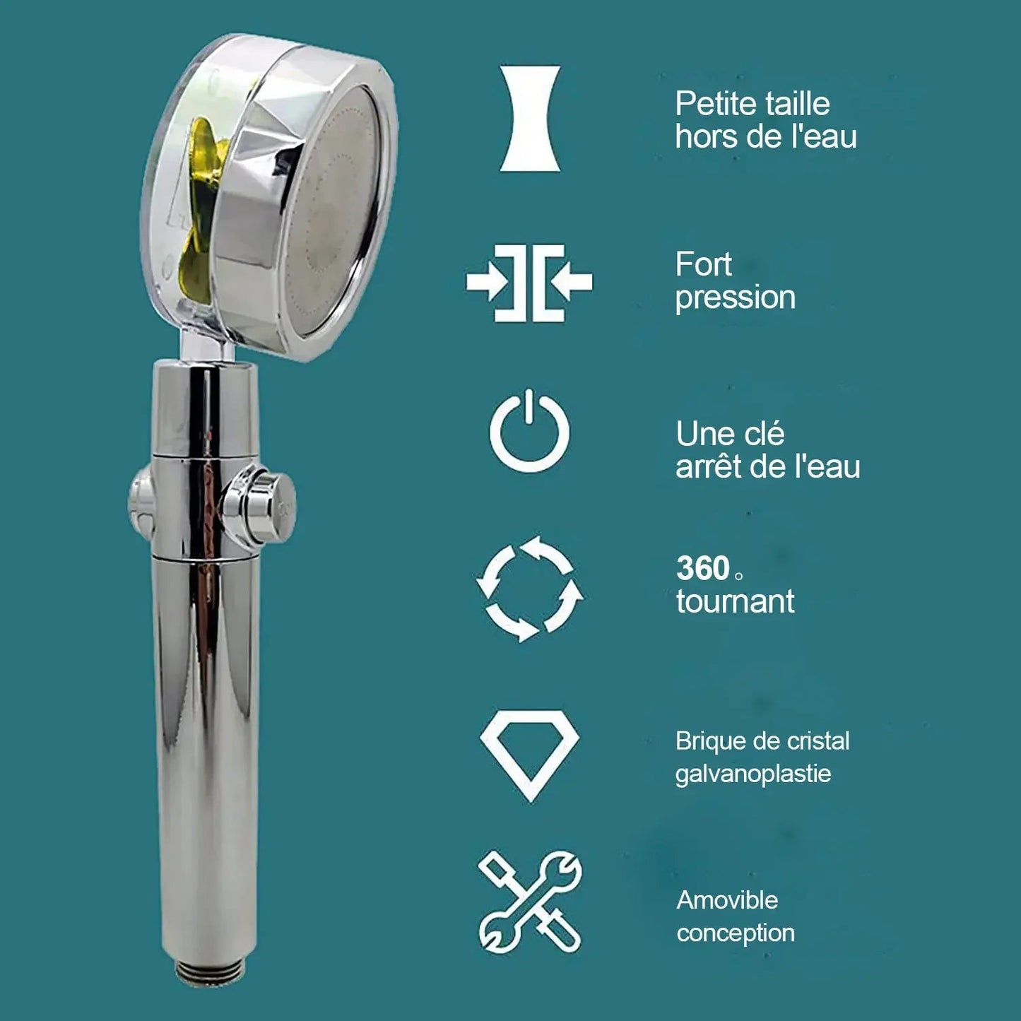 360 Degree Rotating Turbocharged Shower Head