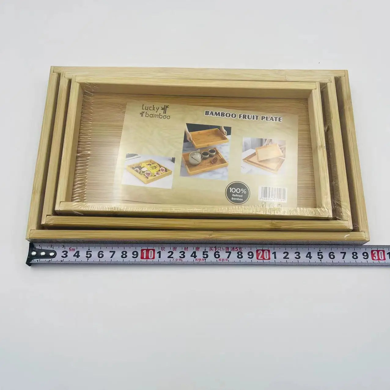 Bamboo Cutlery Tray And Fruit Snack Tray - Set Of 3