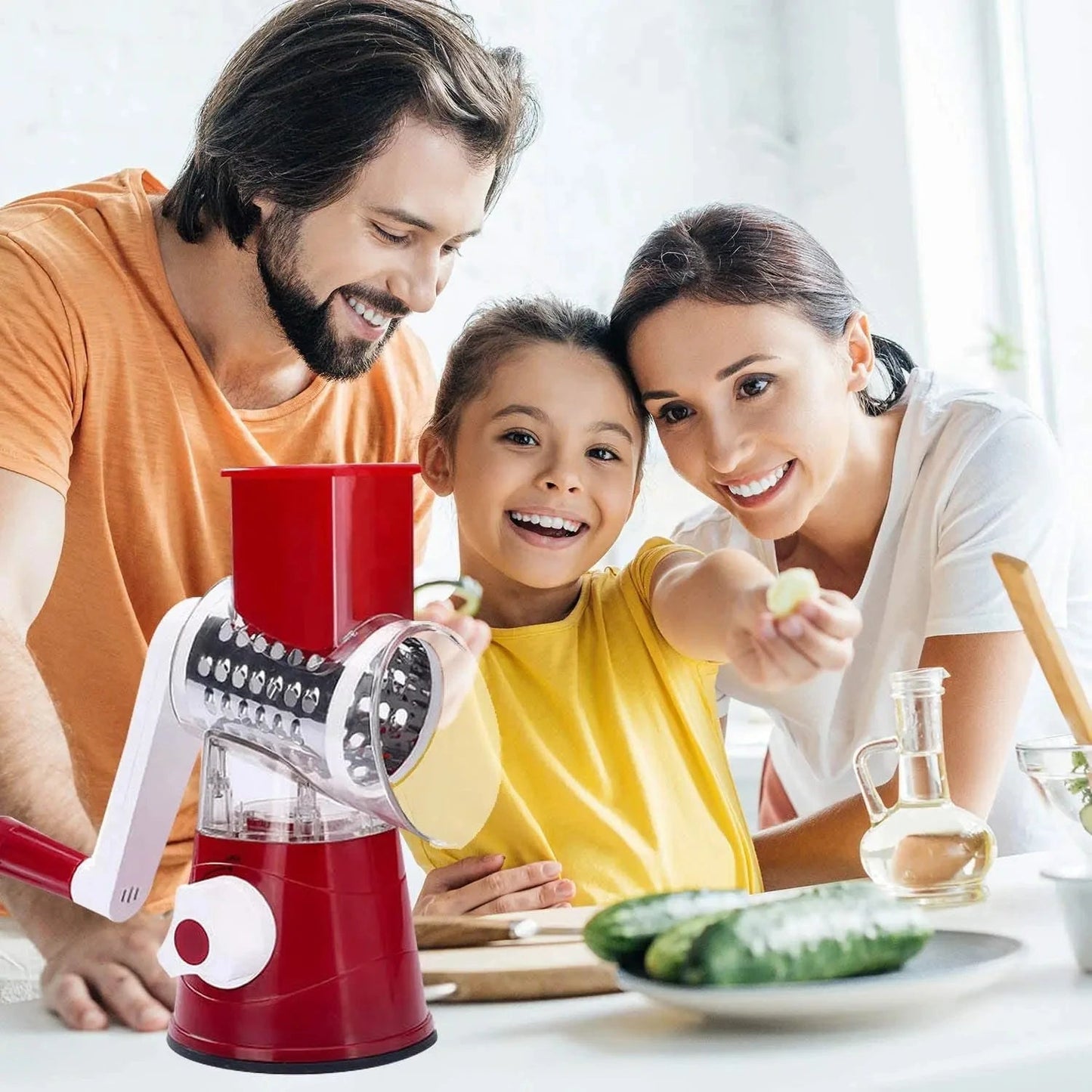 Manual Vegetable Cutter & Grater – Hand Crank