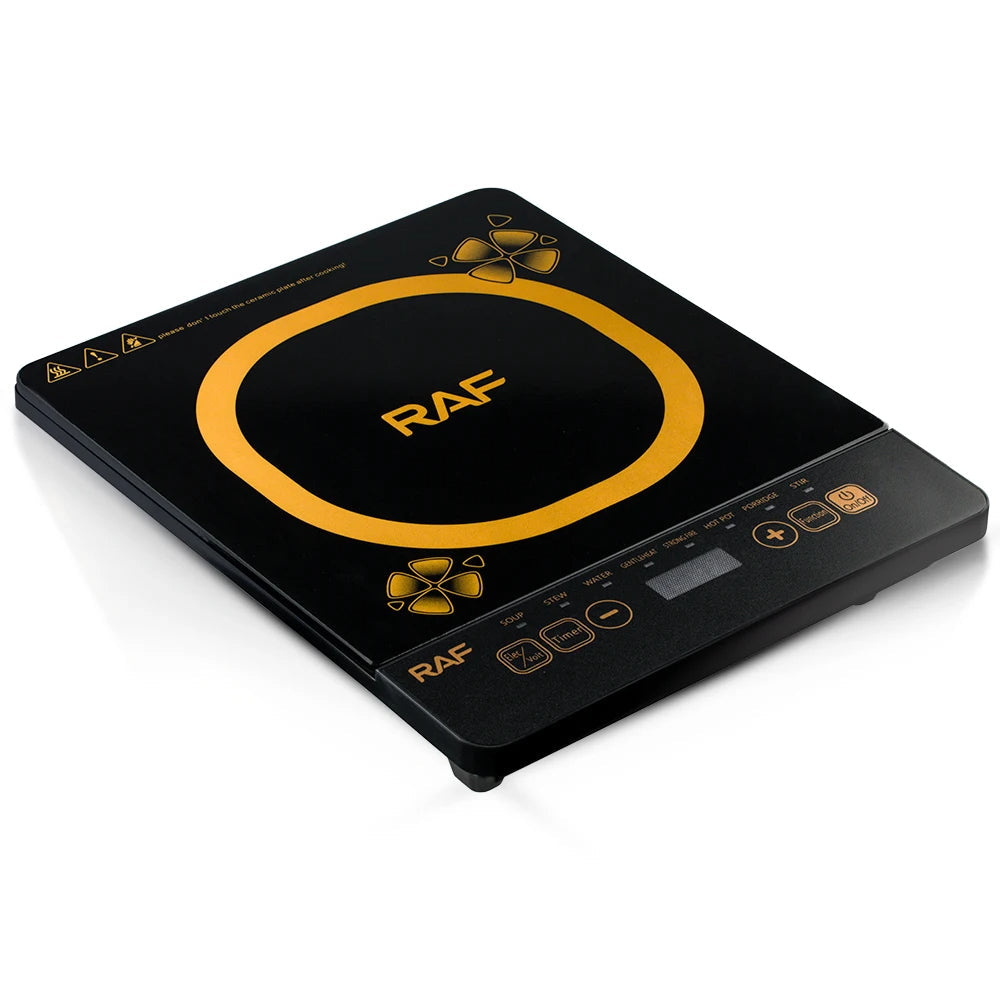 RAF 2000W Electric Induction Cooker – Single Burner with LED Display & Micro Crystal Plate