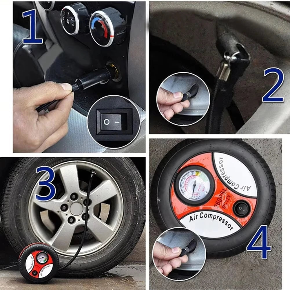 Portable Air Compressor Tyre Inflator Pump - 12 Volts