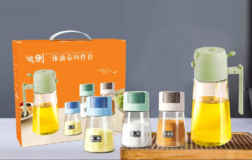 Borosilicate Glass Olive Oil Storage Container Set