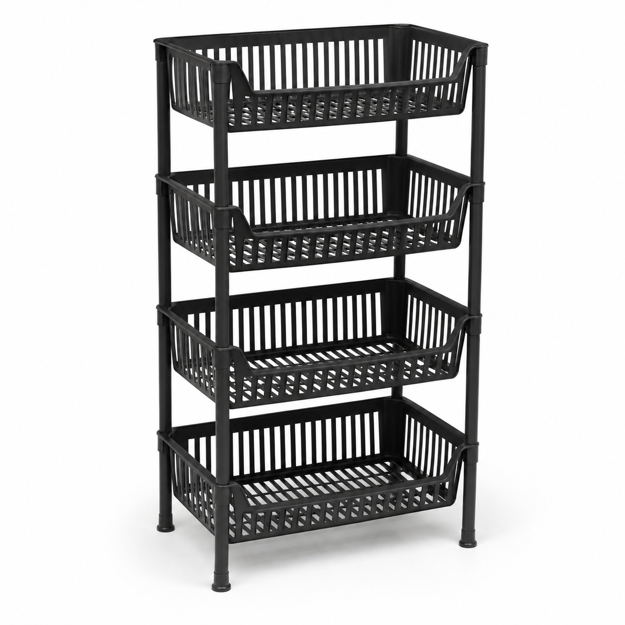 Bella 4-Tier Multipurpose Plastic Storage Rack – Black