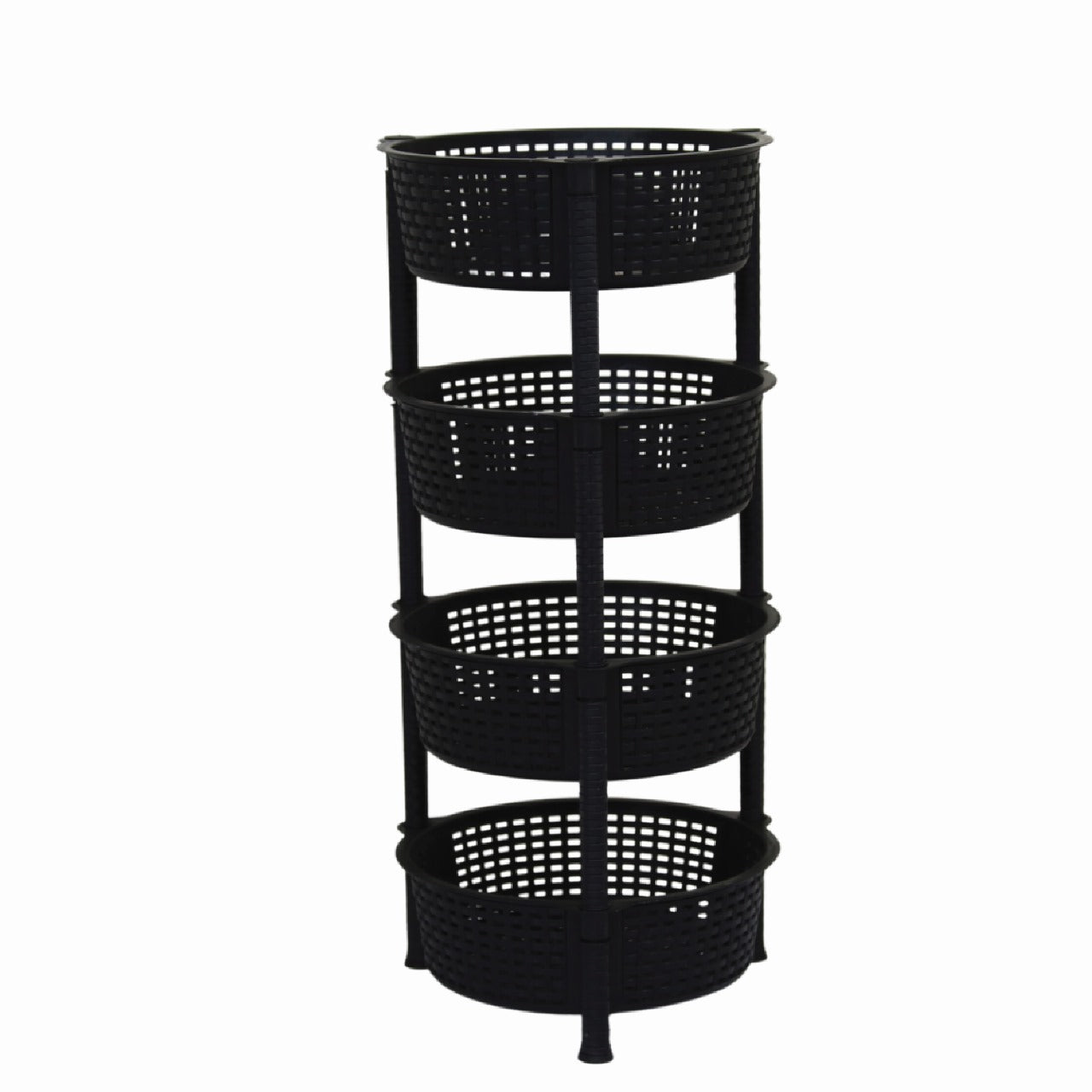 4-Tier Black Storage Basket Tower