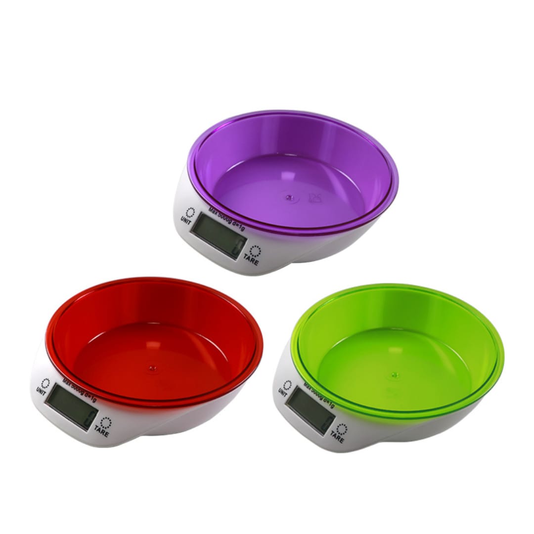 Digital Kitchen Scale with Color Bowls