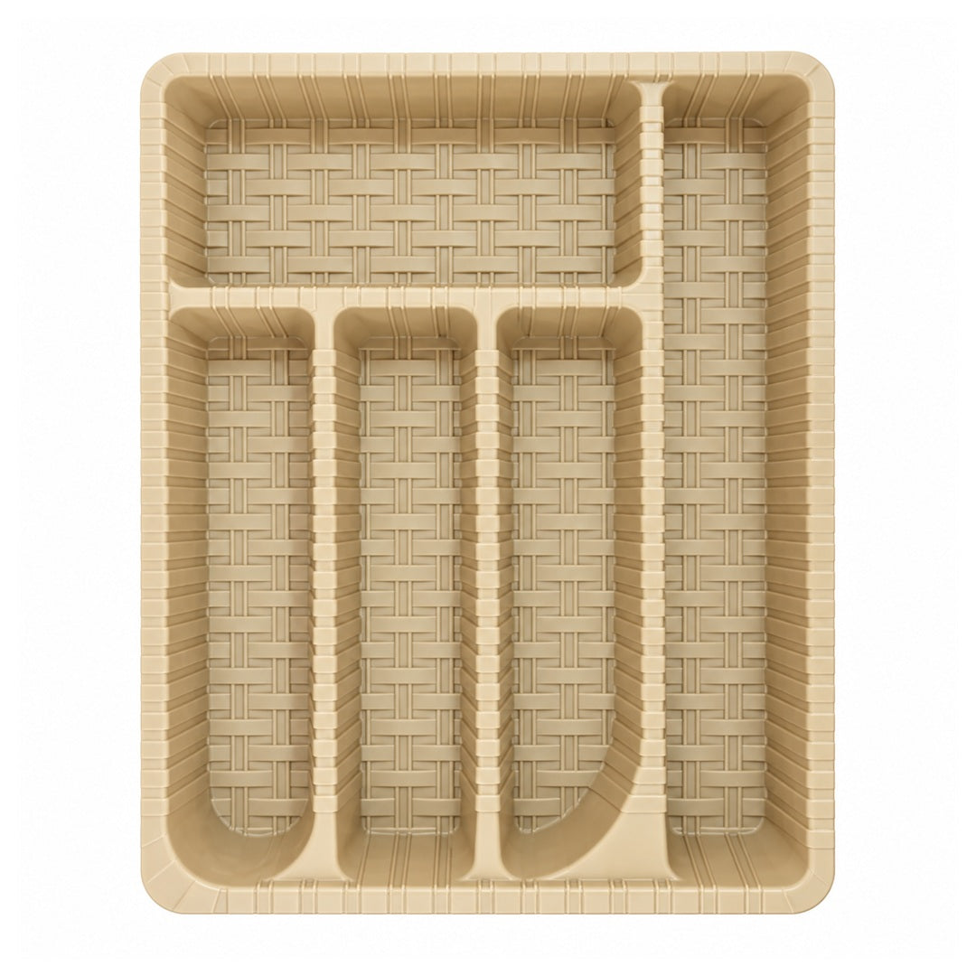 Beige Cutlery Drawer Organizer – 5 Compartments