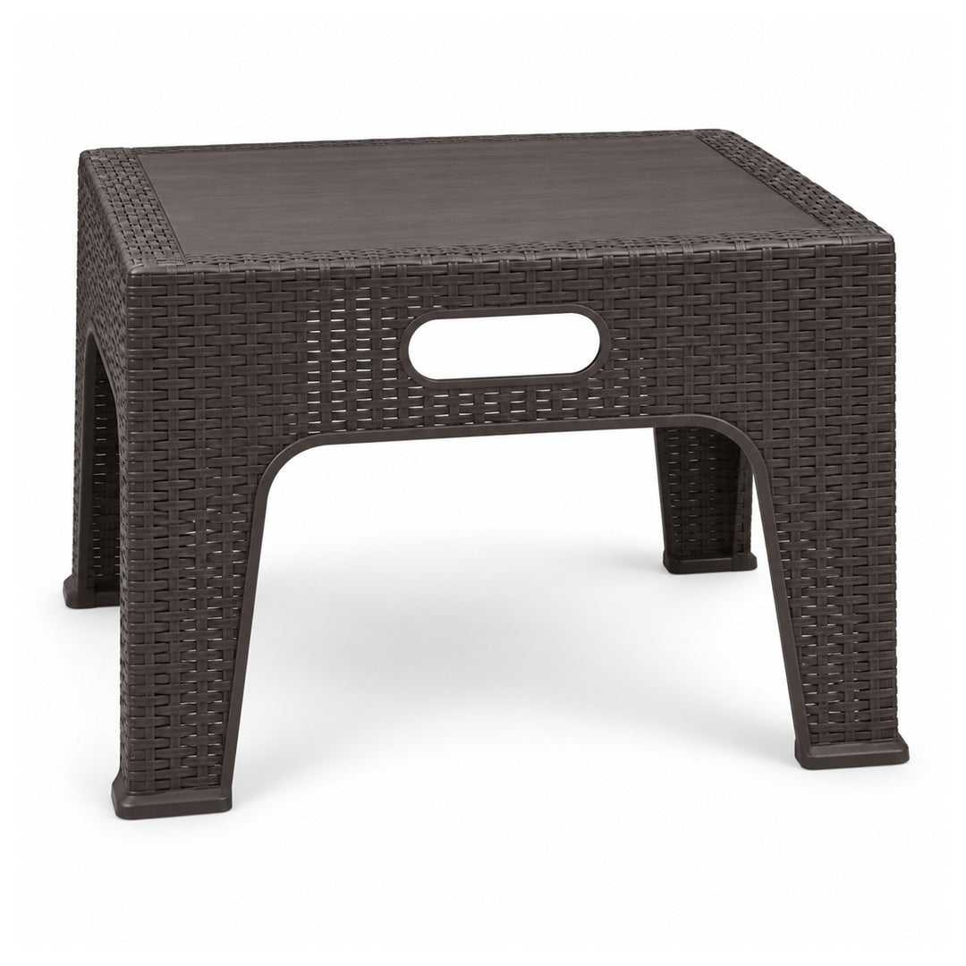 Dark Brown Rattan-Look Rectangular Table