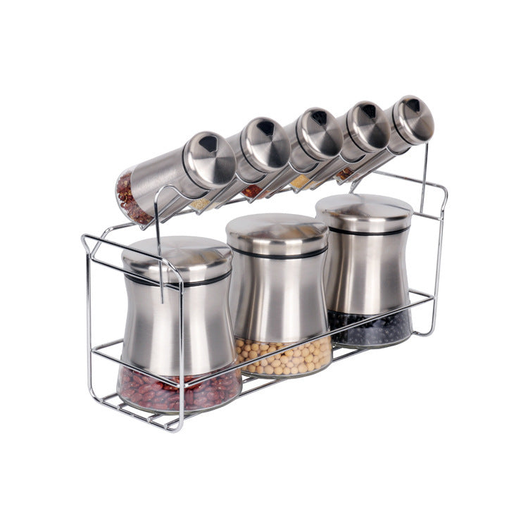 Premium Glass Spice Jars – Stainless Steel Salt & Pepper Dispensers
