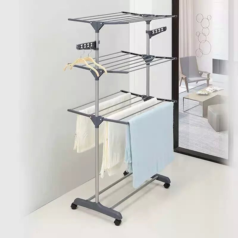 3-Tier Foldable Laundry Drying Rack – Stainless Steel Clothes Stand