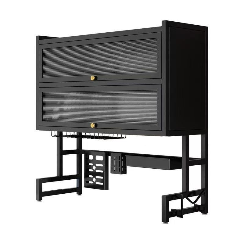 Dual-Layer Kitchen Sink Organizer – Modern Dustproof Drainage Rack & Dish Storage Cabinet