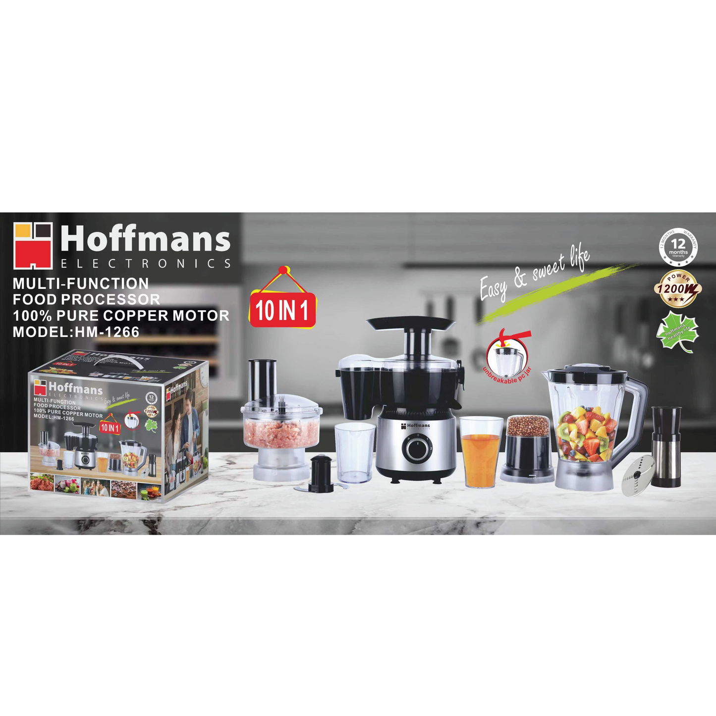 Hoffmans 10-in-1 Multi-Function Food Processor (HM-1266)