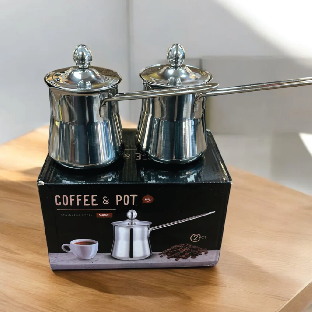 2 Pieces Stainless Steel Coffee Pot with Lid