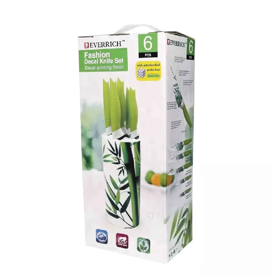 Floral Knife Holder Set – White