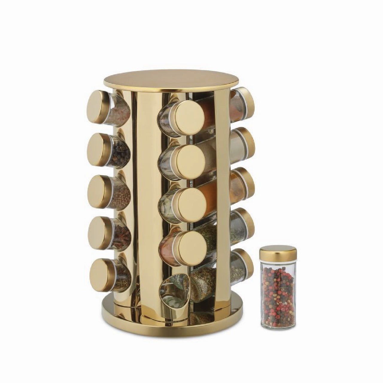 16-Jar Rotating Stainless Steel Spice Rack Organizer