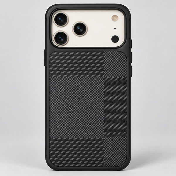 Black Carbon Check Case for iPhone 17 Pro Max