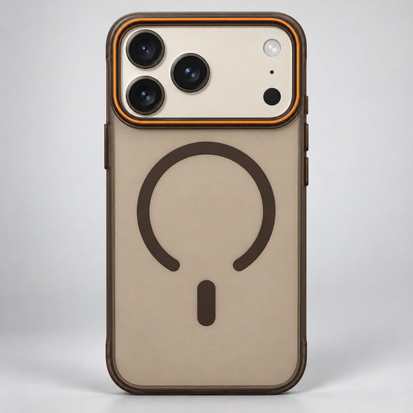 Beige and Brown Magnetic Ring Case for iPhone 17 Pro Max