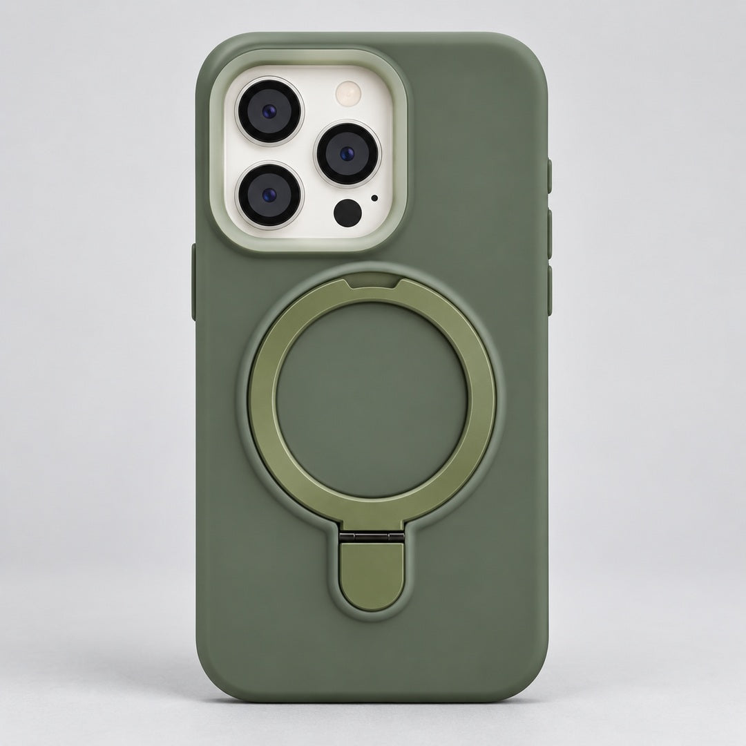 Olive Green Magnetic Ring Case for iPhone 15 Pro