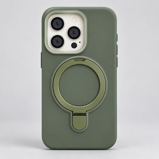 Olive Green Magnetic Ring Case for iPhone 15 Pro