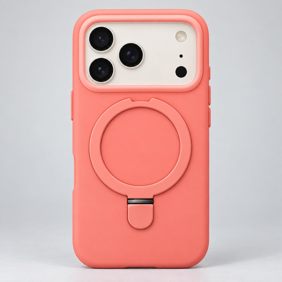 Coral Pink Magnetic Ring Case for iPhone 17 Pro