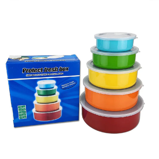 Colorful Stainless Steel Sealed Bowl - Set 5 Pcs