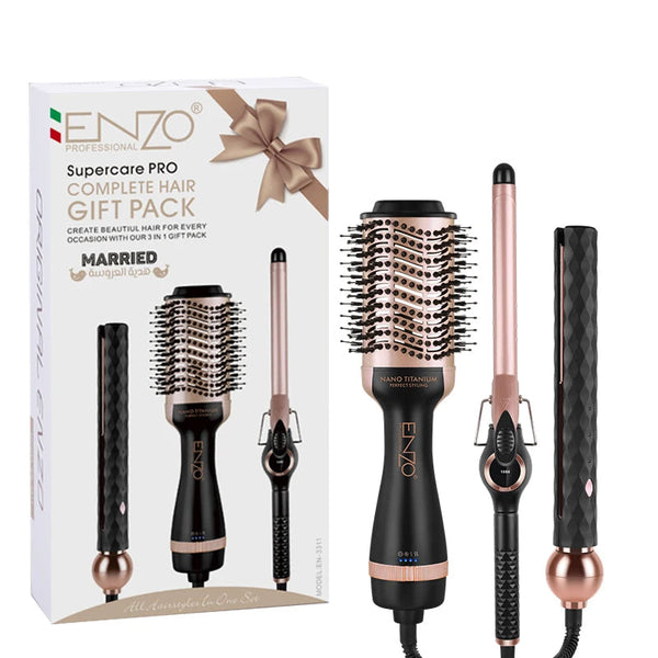 ENZO 3-in-1 Hot Air Brush Hair Dryer Styler