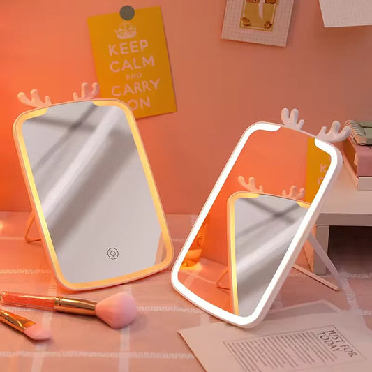 Rechargeable USB LED Makeup Mirror – Handheld & Vanity-Style for Home Use