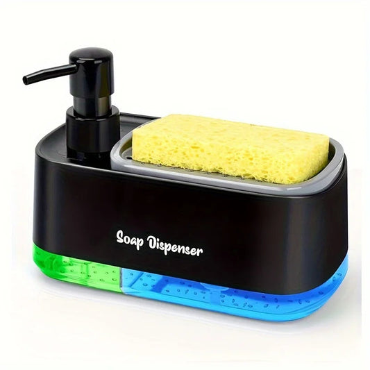 Double Soap Dispenser with Sponge Holder – Plastic Dish Wash Box for Kitchen & Bathroom