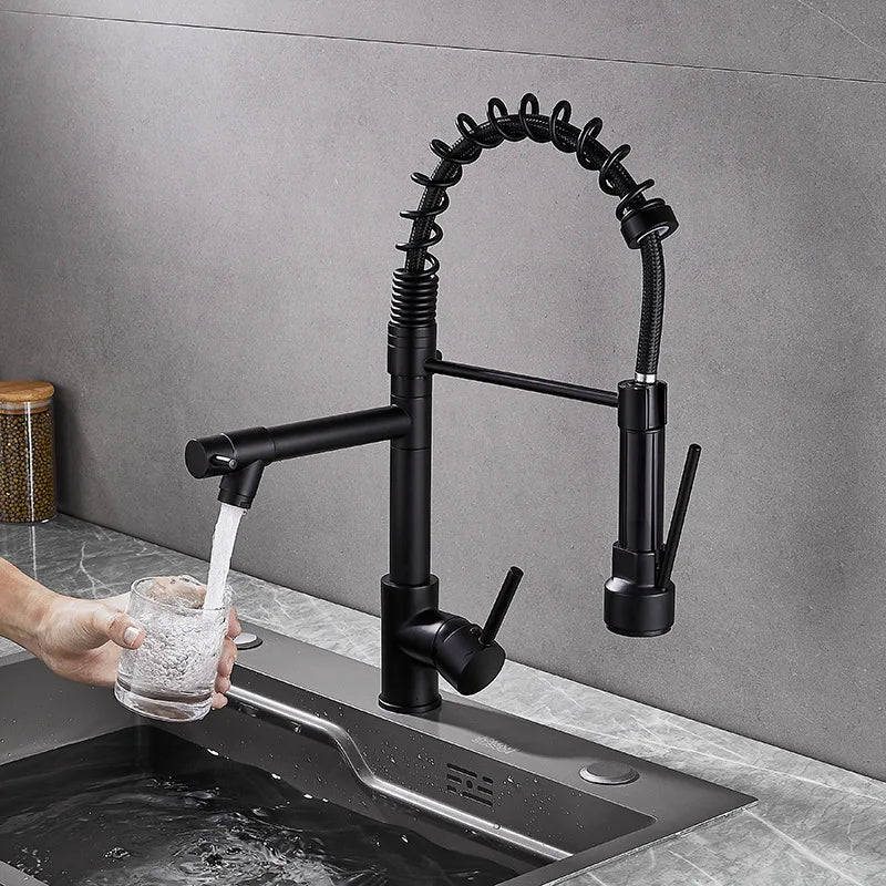 Premium Spring Kitchen Faucet – Matte Black | 304 Stainless Steel