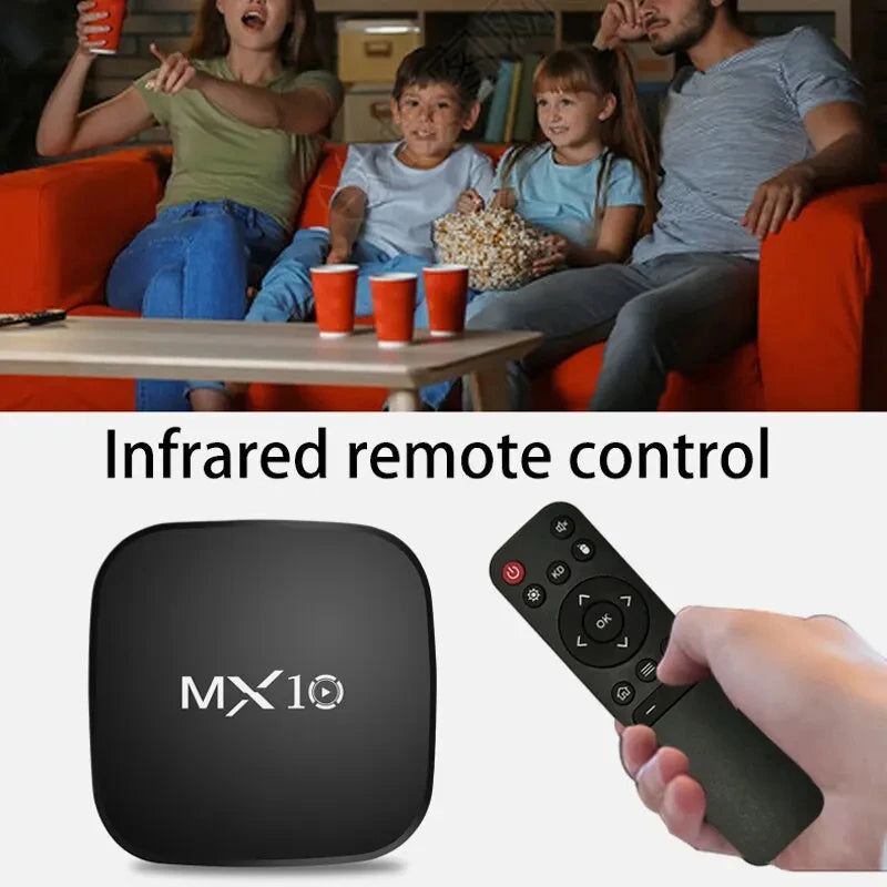Android TV Box MX10 – 4K Smart Set-Top Box with Quad-Core Processor, 1GB RAM + 8GB ROM, Wi-Fi