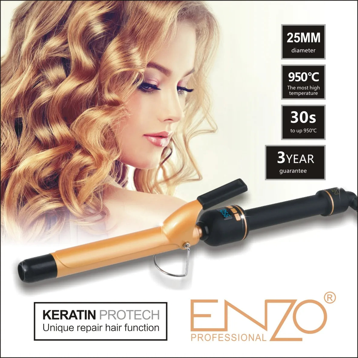 ENZO Nano Ceramic Long Barrel Curling Iron