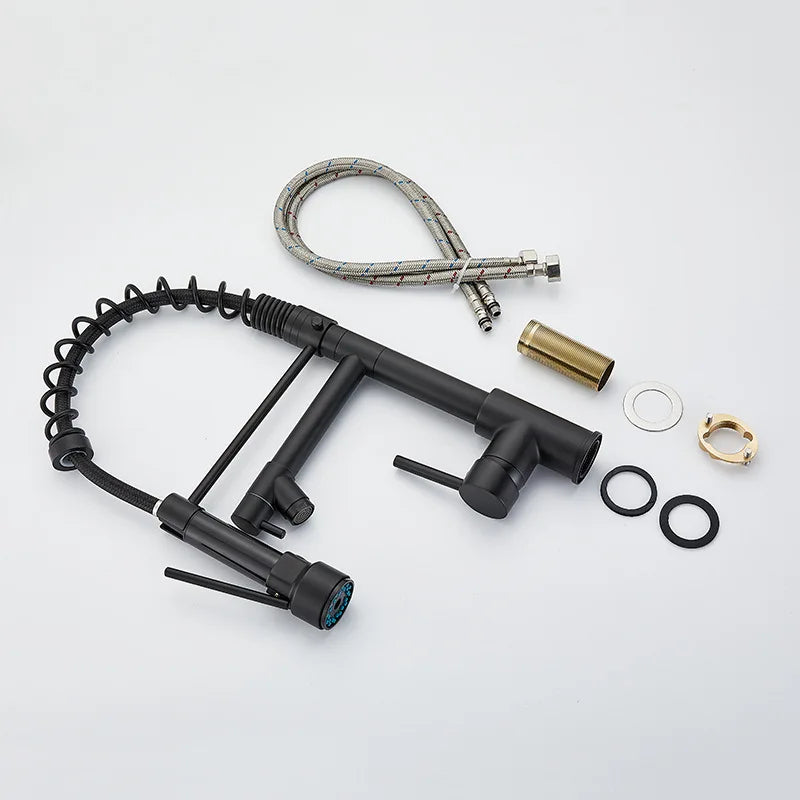 Premium Spring Kitchen Faucet – Matte Black | 304 Stainless Steel
