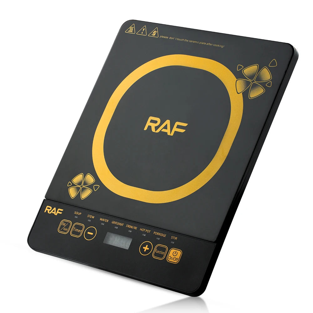 RAF 2000W Electric Induction Cooker – Single Burner with LED Display & Micro Crystal Plate