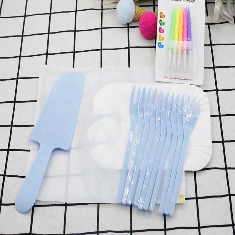 Disposable Colored Plastic Tableware – Party Spoon, Fork & Knife Set for Birthdays & Weddings