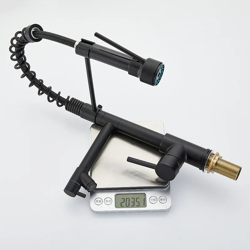 Premium Spring Kitchen Faucet – Matte Black | 304 Stainless Steel