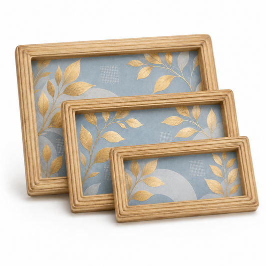 3-Piece Rectangular Serving Tray Set – Wood Design