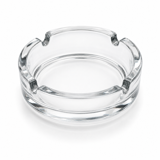 Deli Round Glass Ashtray with 4 Cigarette Rests – 105mm
